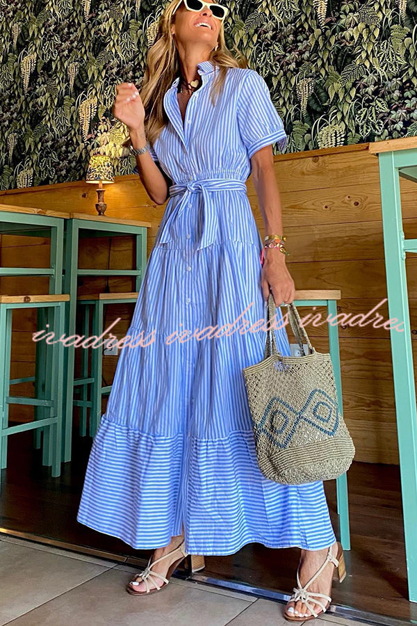 Sunday Morning Stripe Shirt Maxi Dress