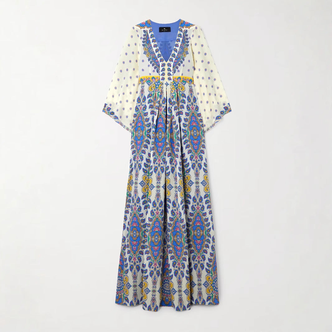 Printed Crepe Maxi Dress