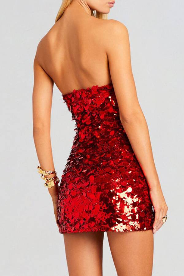 Sequined strapless bodycon mini dress