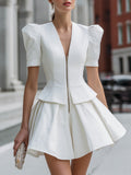 Puff Sleeve Peplum Mini Dress