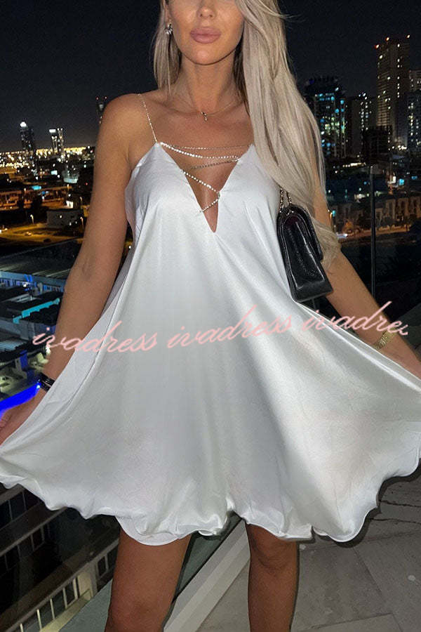 Stunning Shiny Chain Party Mini Dress