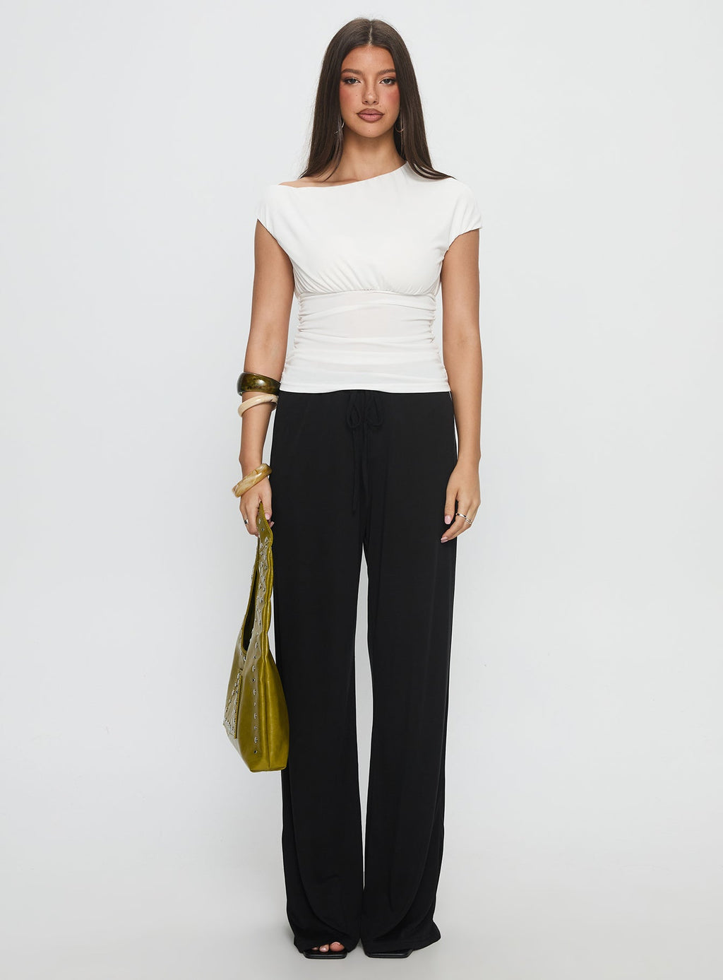 Emelyne Cinched Waist Top White