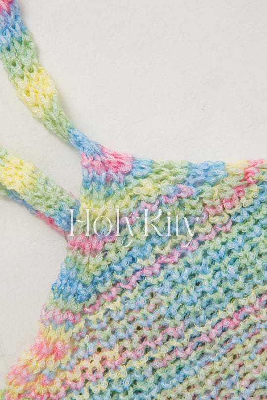 Knit Bra Top And Destroyed Knit Maxi Skirt And Shrug 3pc Set