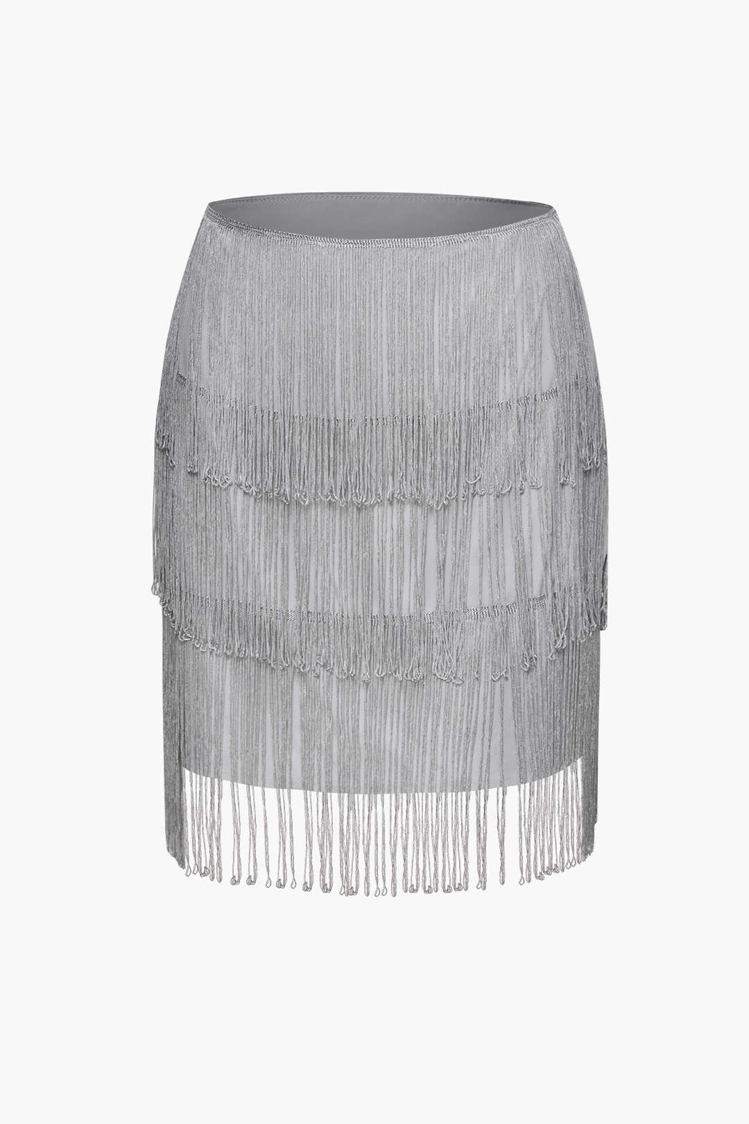 Fringe Hem Tube Top And Mini Skirt Set