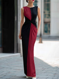 Colorblock Twist Front Sleeveless Maxi Dress
