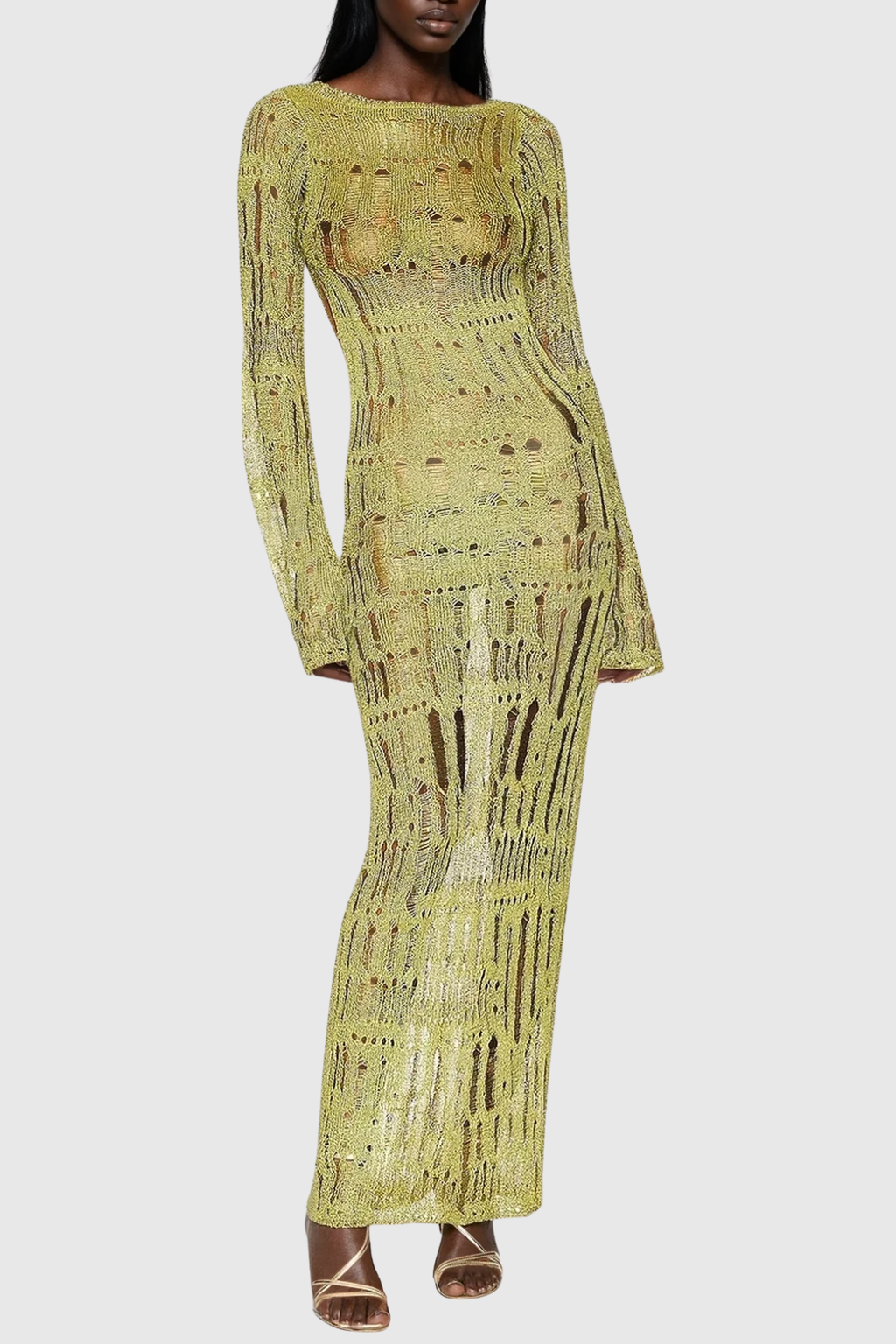 Dzana Backless Ripped Maxi Dress