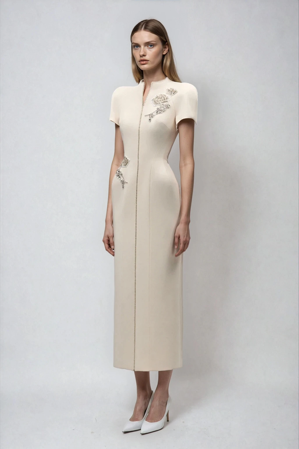 Dror Embroidered Floral Qipao Maxi Dress