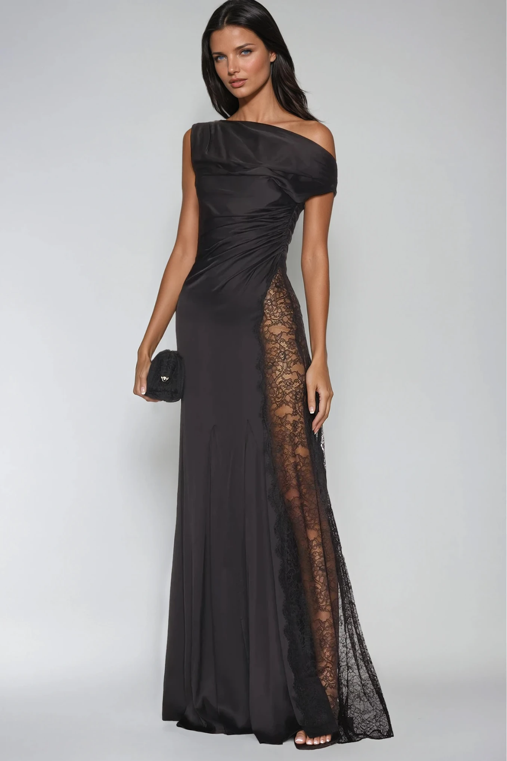 Dubaku One Shoulder Lace Maxi Dress