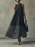 Sleeveless Maxi Dress With Abstract Print And Flowing A-Line Silhouette