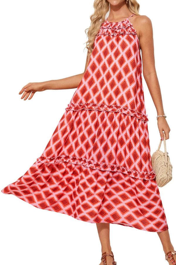 Women's Halter Neck Floral Print Vacation Dress