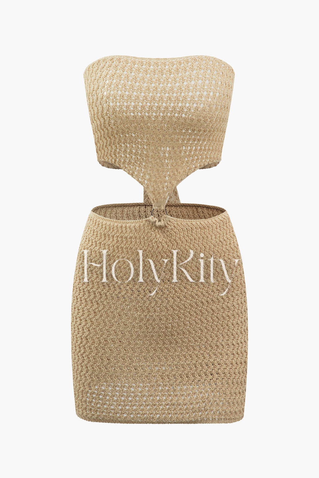 Cut Out Crochet Knit Strapless Mini Dress