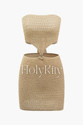 Cut Out Crochet Knit Strapless Mini Dress