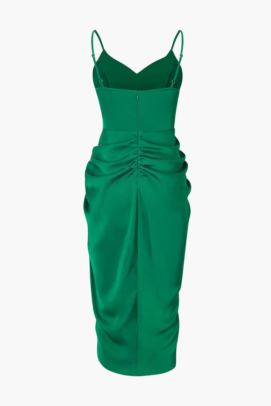 Gathered V-Neck Satin Mini Dress