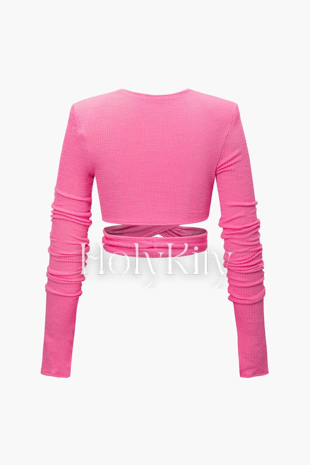 Textured Cross Ruched Long Sleeve Top And Mini Skirt Set