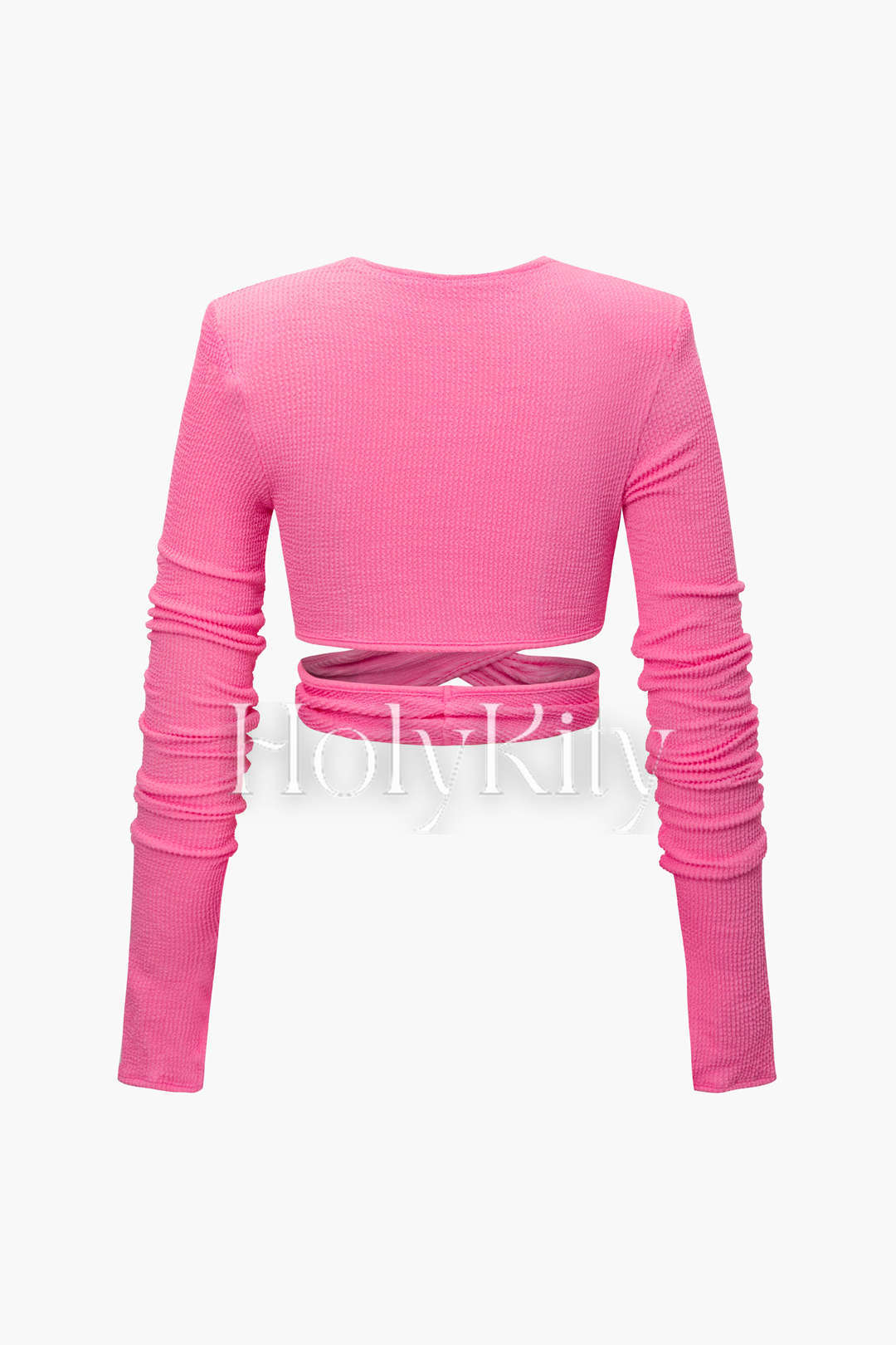 Textured Cross Ruched Long Sleeve Top And Mini Skirt Set
