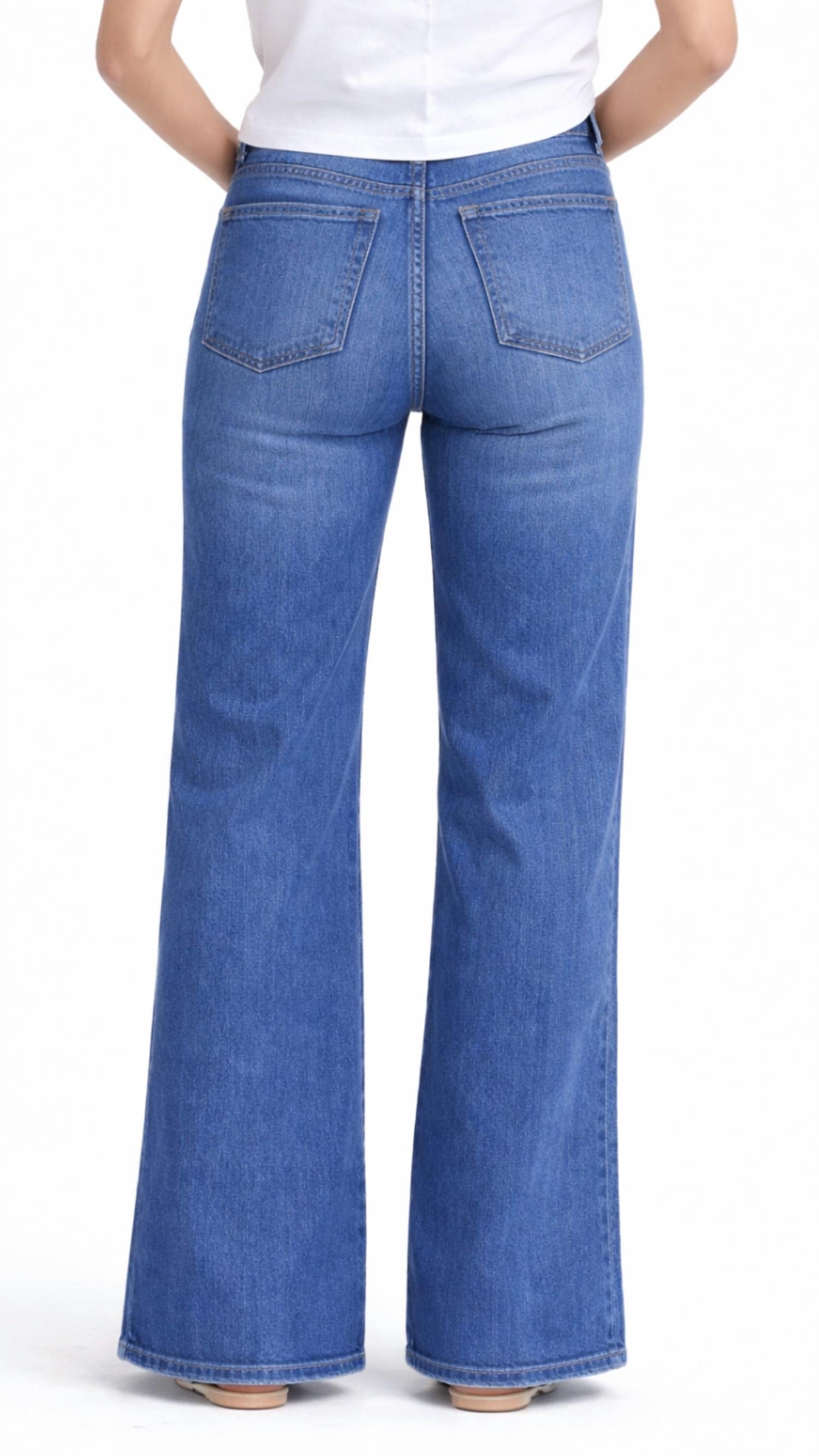 1822 Denim - Better Butter Wide Leg With Shadow Masking Stripe Full Length Jeans