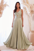Marlena Gown - A-Line Keyhole Soft Satin Dress