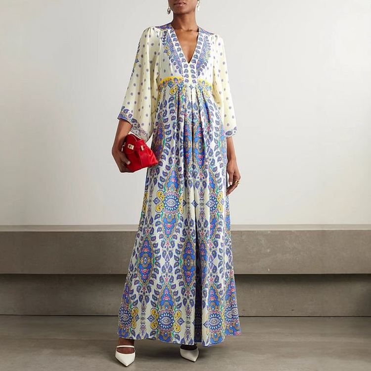 Printed Crepe Maxi Dress