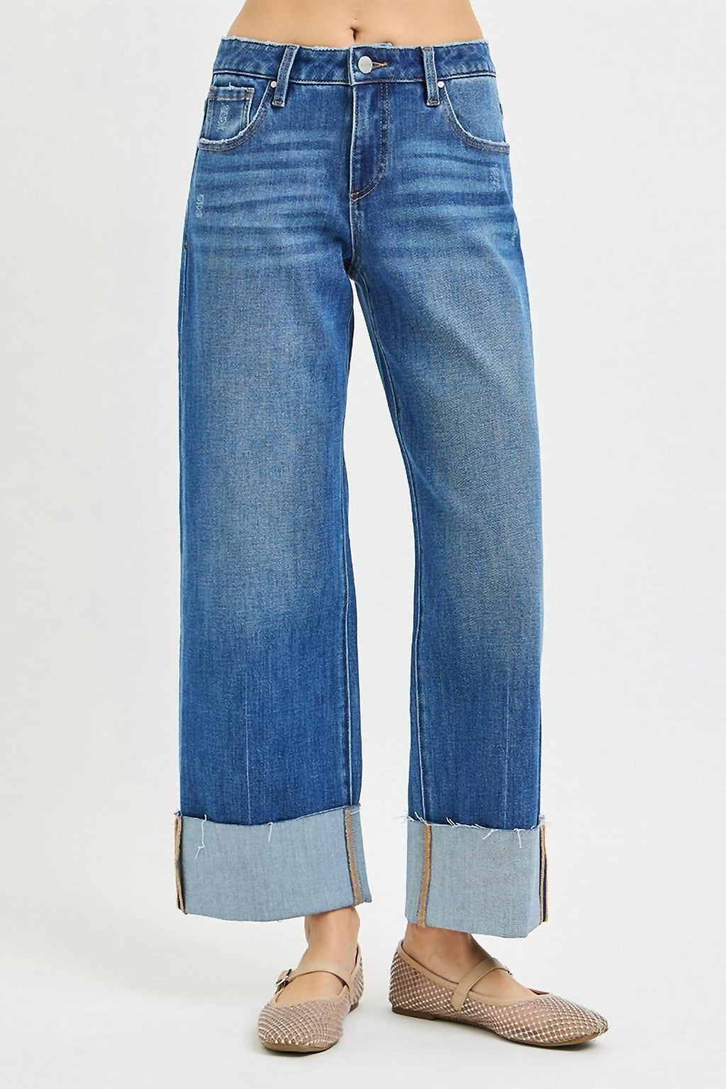 Risen - 4 Way Stretchy Mid Rise Cropped Cuffed Jean