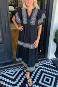 Women's V-Neck Boho Maxi Dress