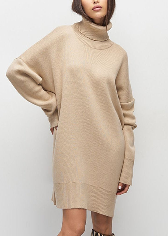 Harper Knit Turtleneck Sweater Dress – Oversized Long Sleeve Pullover