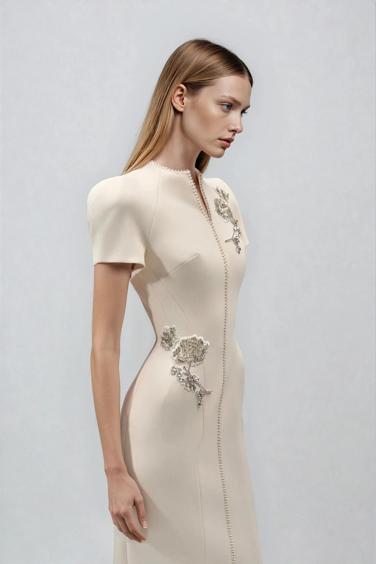 Dror Embroidered Floral Qipao Maxi Dress