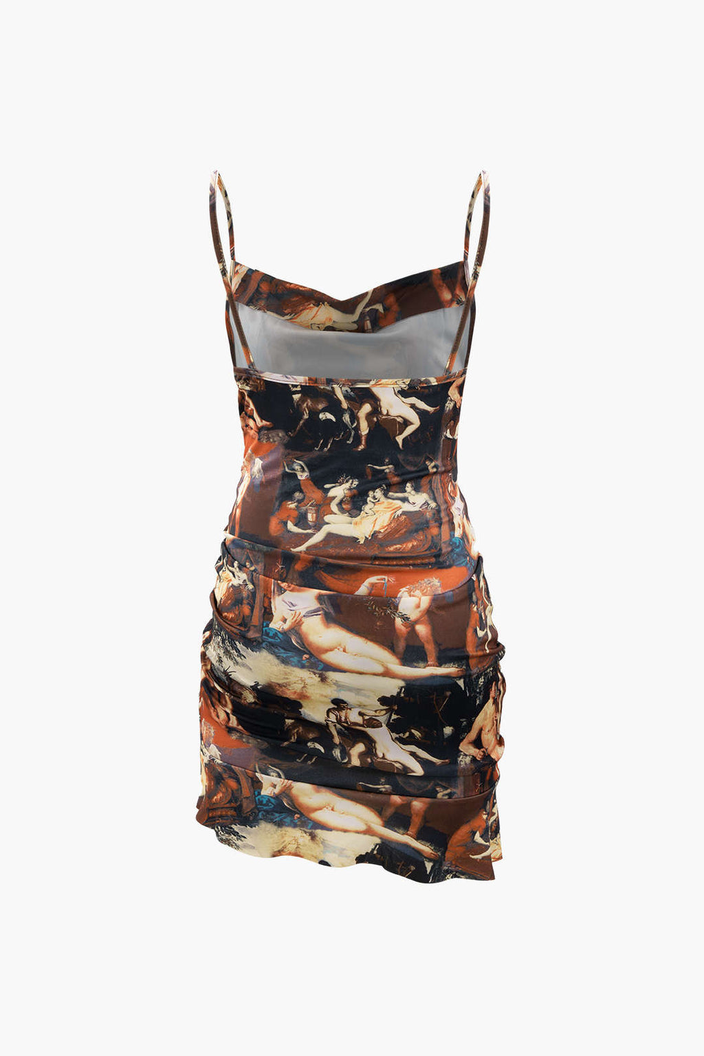 Renaissance Print Drawstring Mini Dress