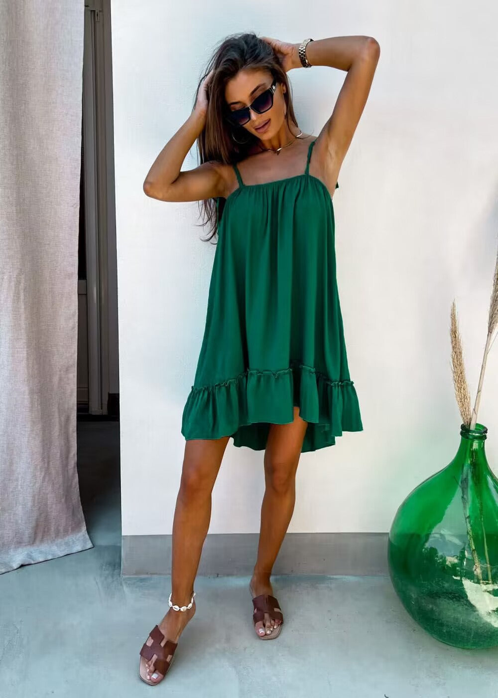 Ruffle Sling Mini Dress
