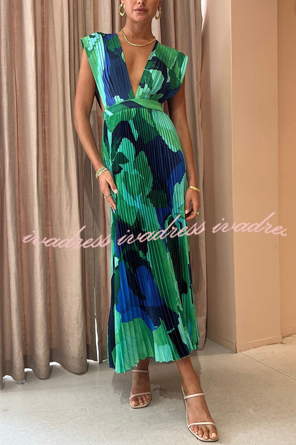 Lifetime of Love Capri Print Umbrella Pleated Maxi Dress