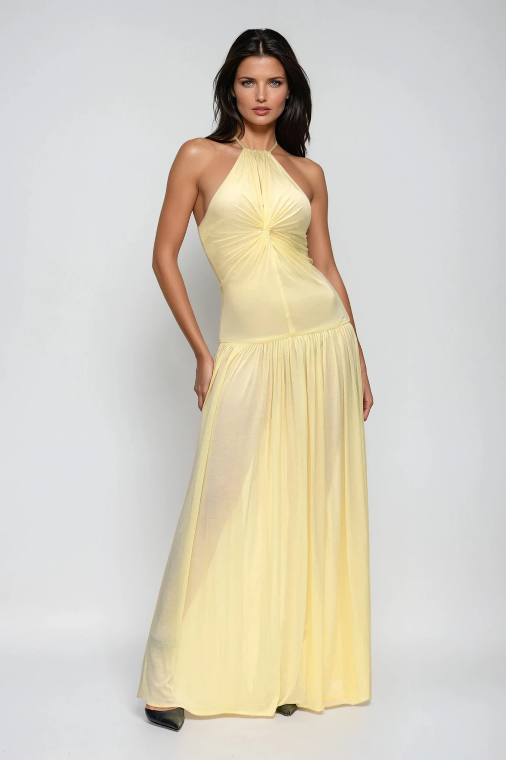 Diodotos Halter Neck Twist Maxi Dress