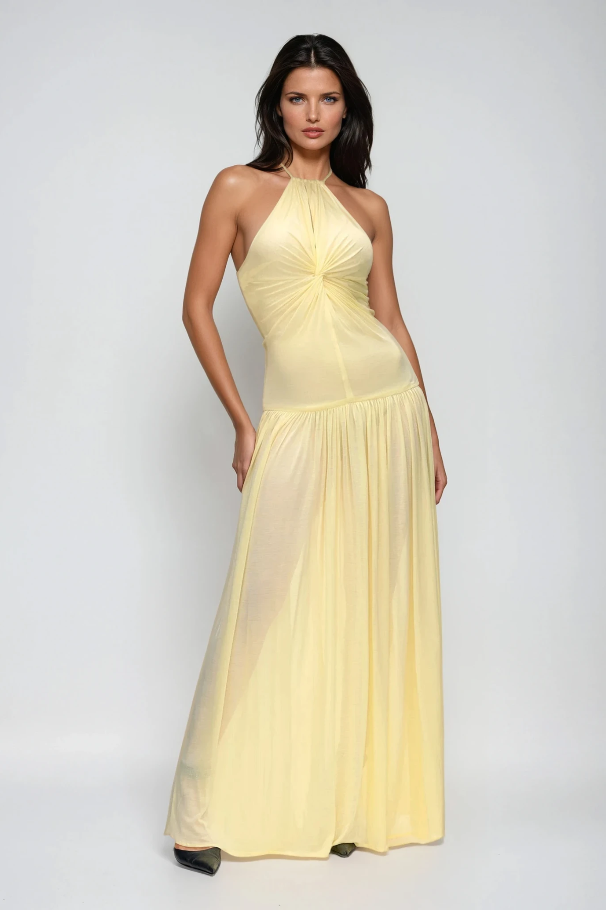 Diodotos Halter Neck Twist Maxi Dress