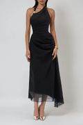 Domitila Halter Neck Asymmetric Maxi Dress