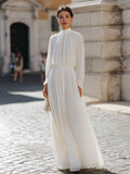 Graceful Pleated High-Neck Maxi Dress