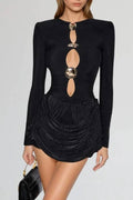 Plythar Cutout Ruched Mini Dress In Black