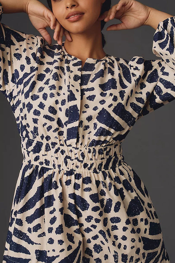 Perfect for Everything Color Block Print Smocked Waist Pocket Maxi Dress