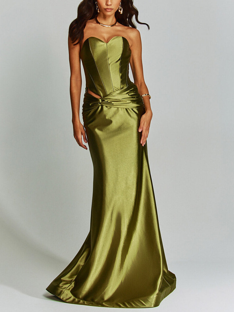 Elegant Sweetheart Neck Hollow Fishtail Party Maxi Dress