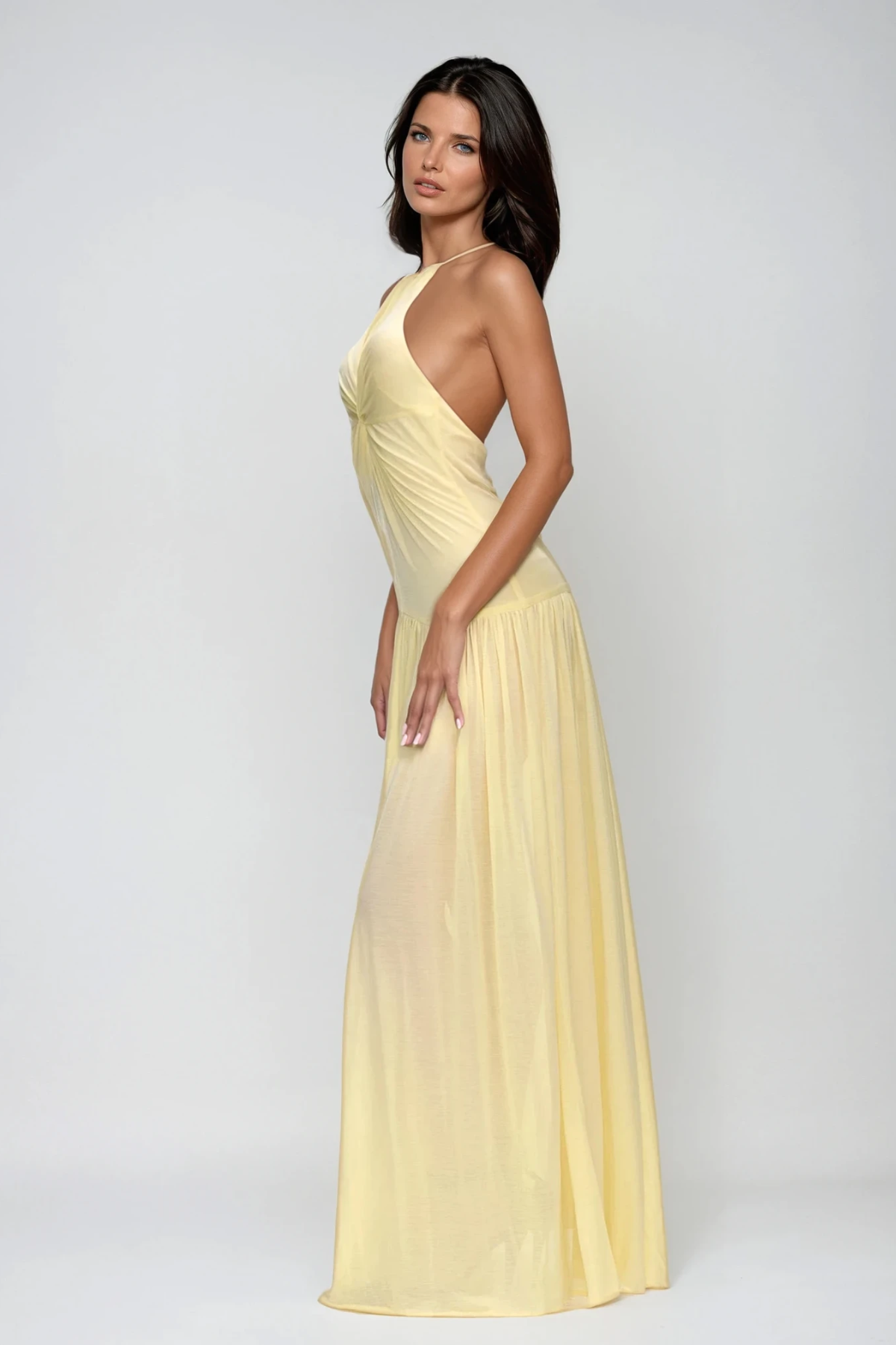 Diodotos Halter Neck Twist Maxi Dress