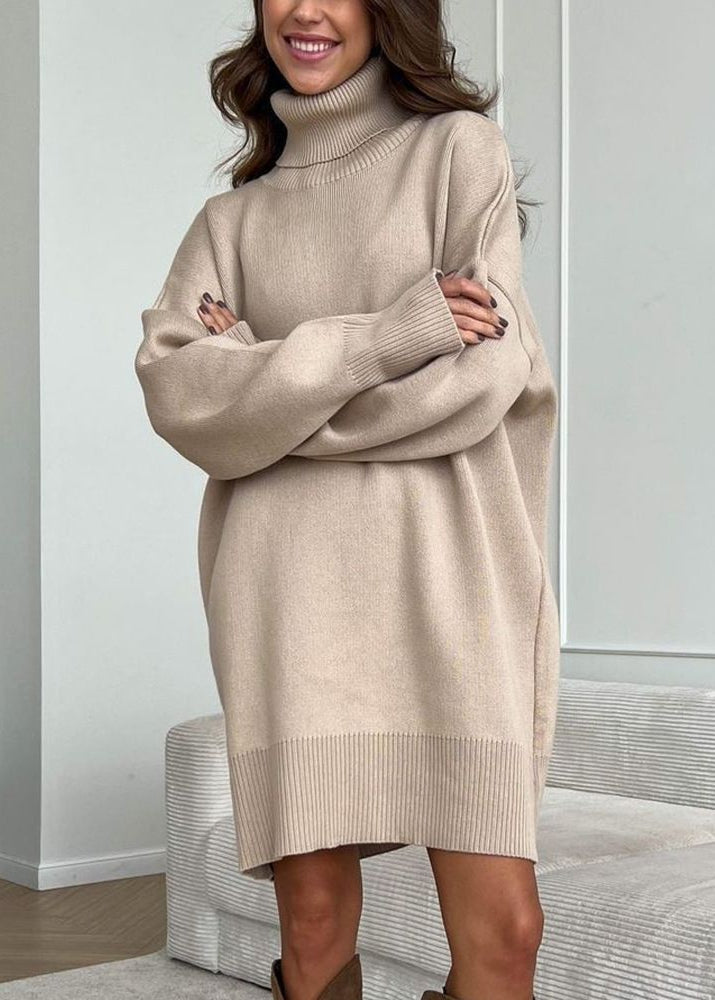 Harper Knit Turtleneck Sweater Dress – Oversized Long Sleeve Pullover