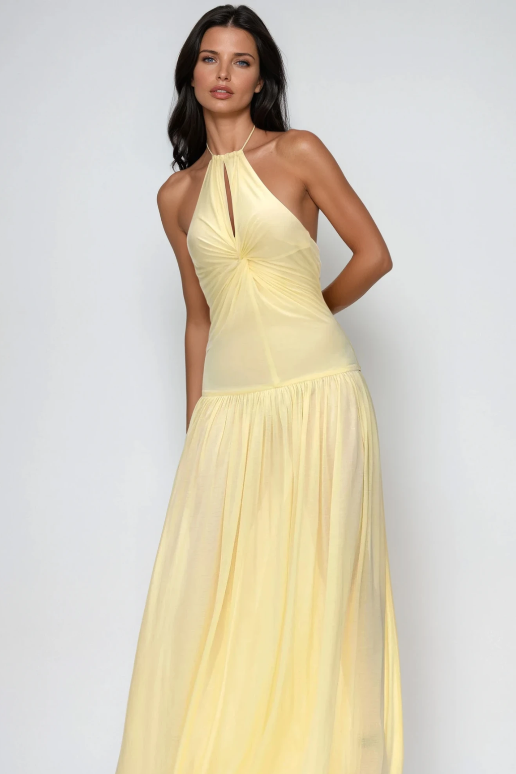Diodotos Halter Neck Twist Maxi Dress