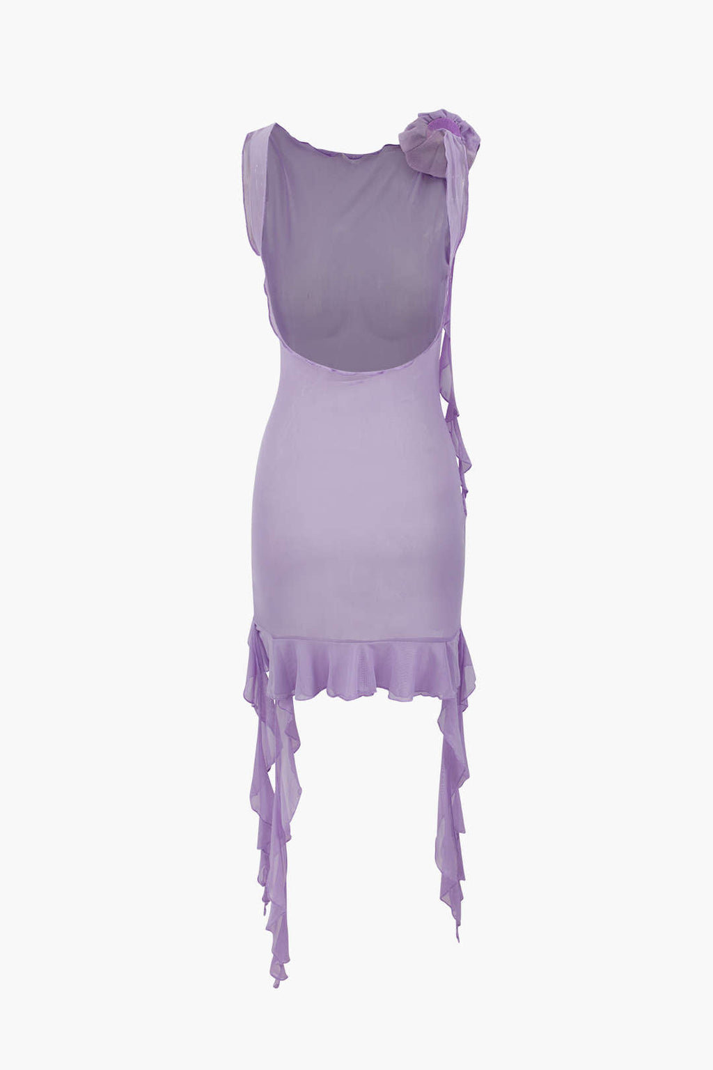 Corsage Ruffle Mesh Backless Mini Dress