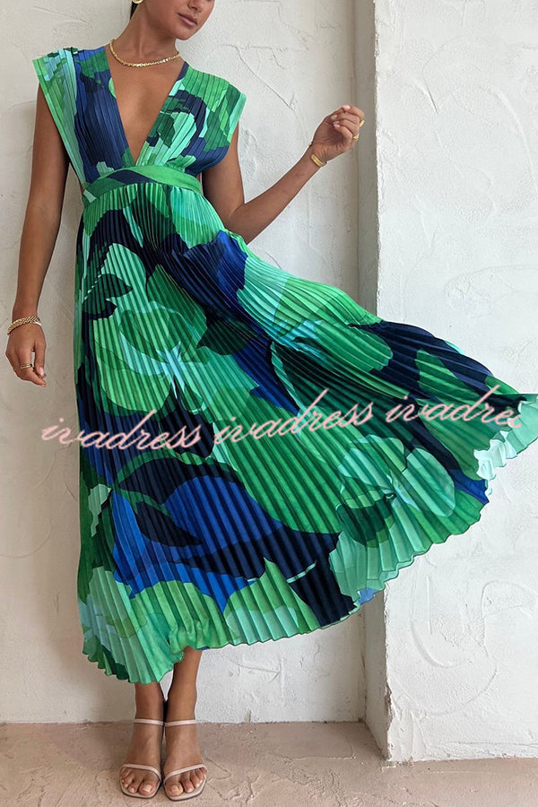 Lifetime of Love Capri Print Umbrella Pleated Maxi Dress