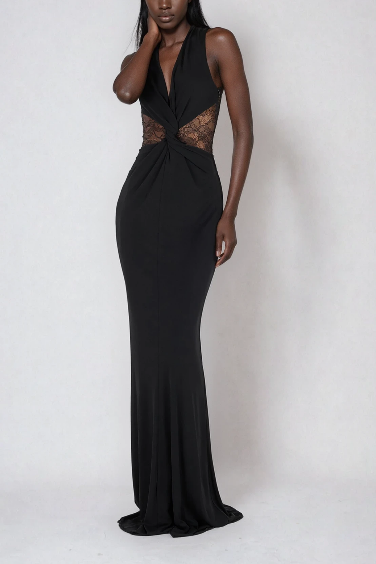 Davaa Sleeveless Twist Lace Maxi Dress