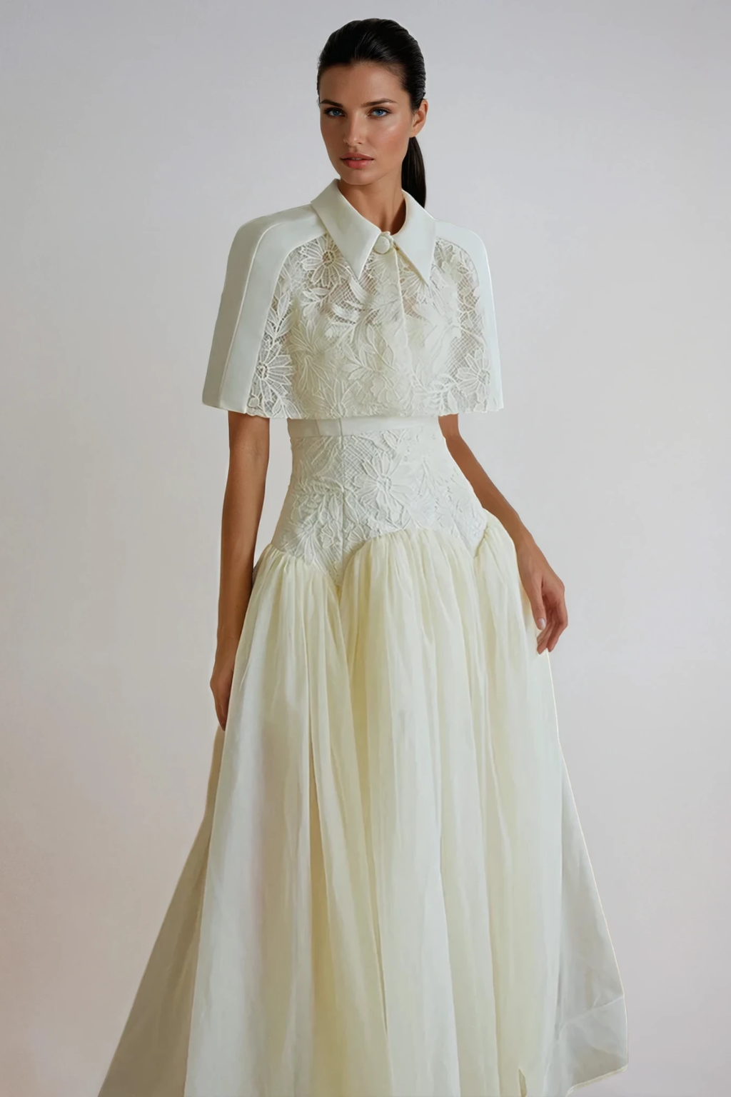 Diodato Floral Shawl Mesh Maxi Dress