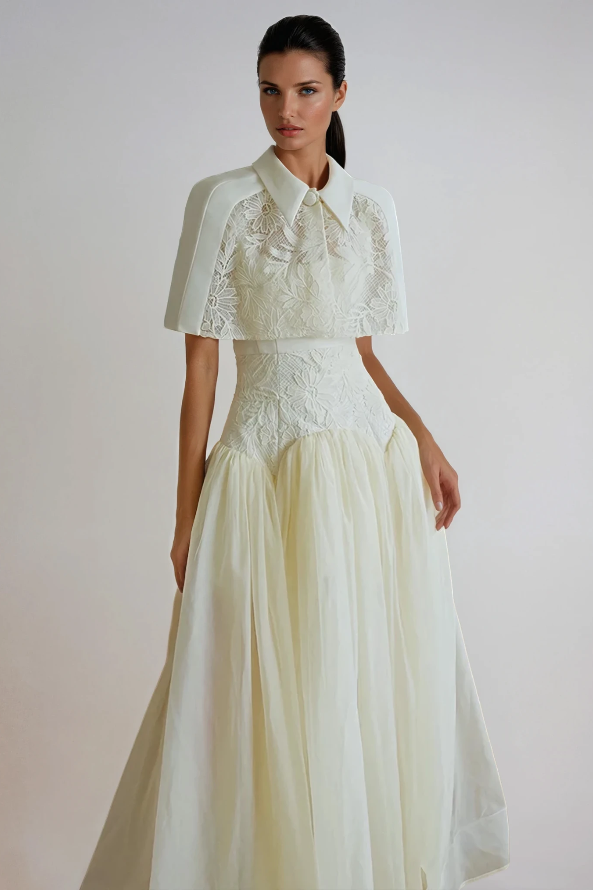 Diodato Floral Shawl Mesh Maxi Dress