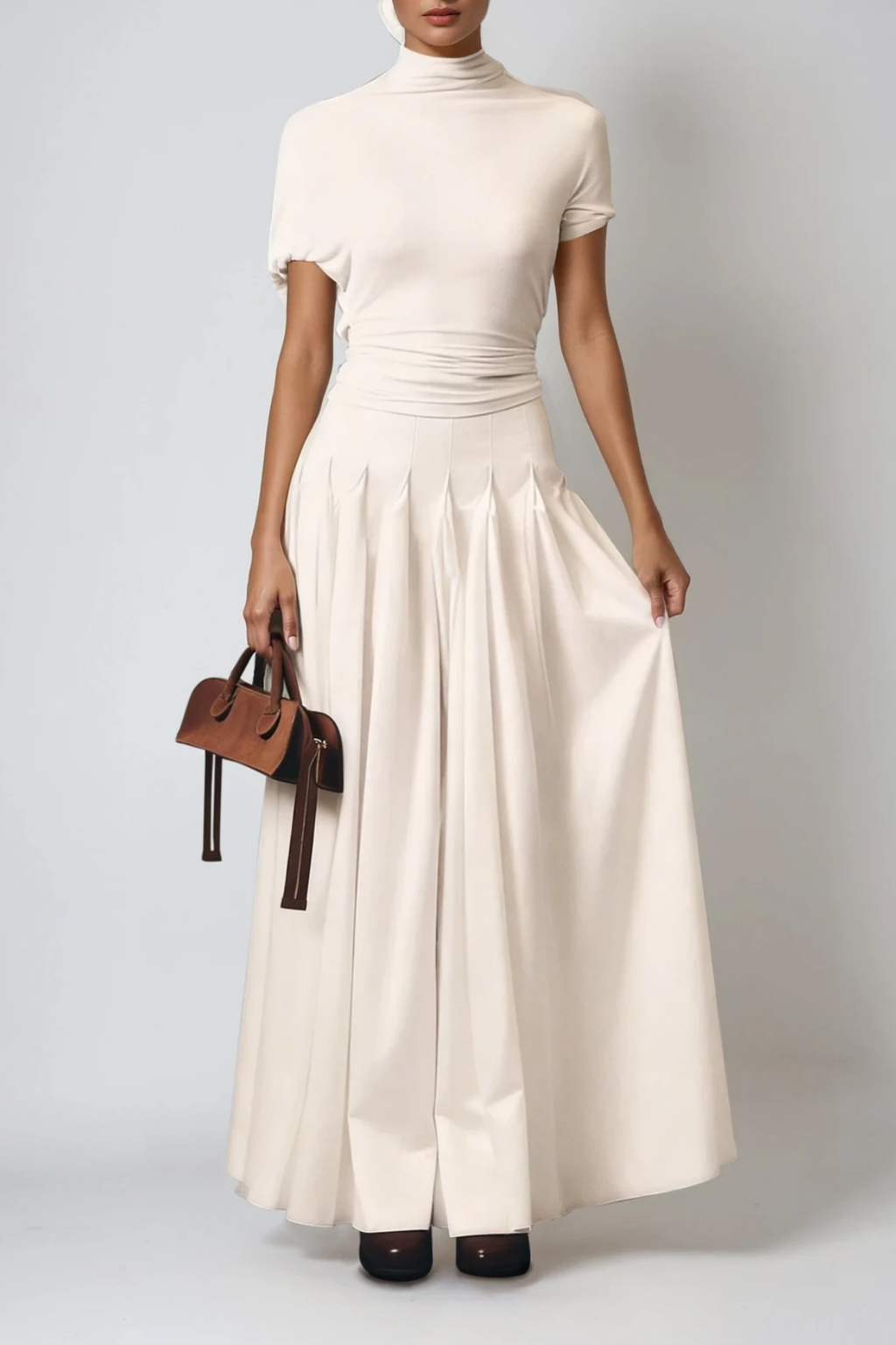 Drita Cutout Ruch Flared Maxi Dress