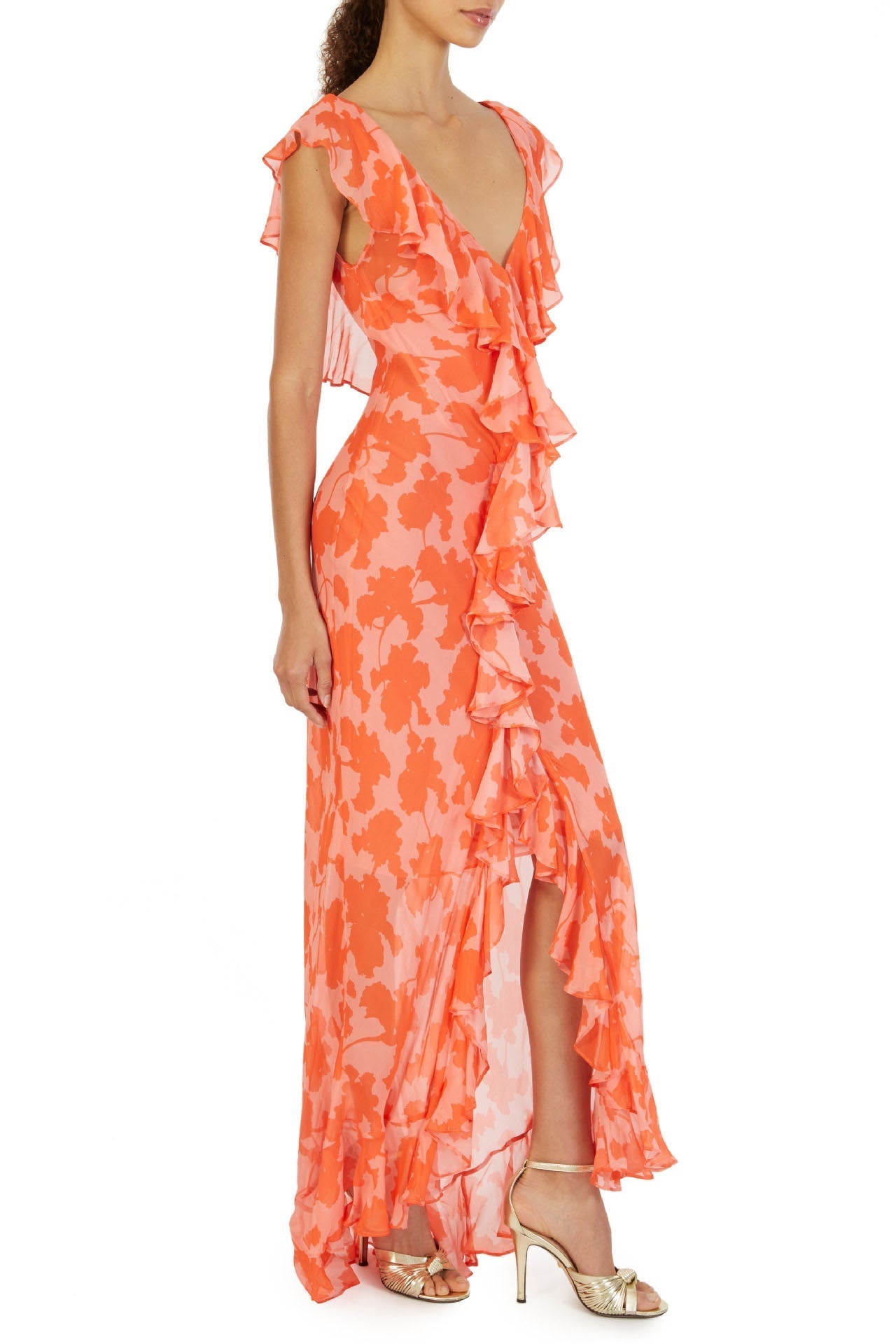 Sunlight Lotus｜Chiffon Ruffle Maxi Dress