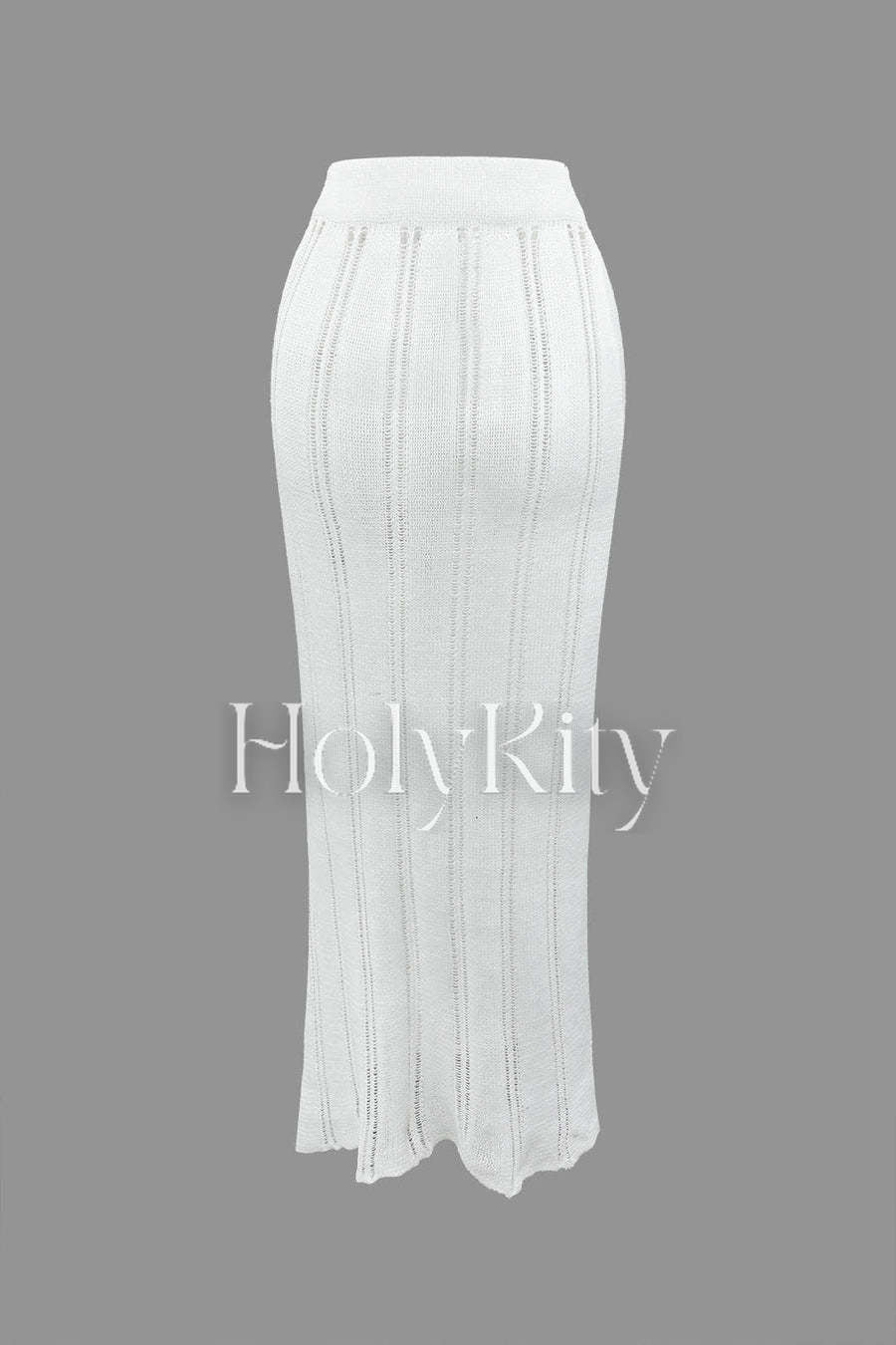 Open Knit Button Long Sleeve Top And Maxi Skirt Set