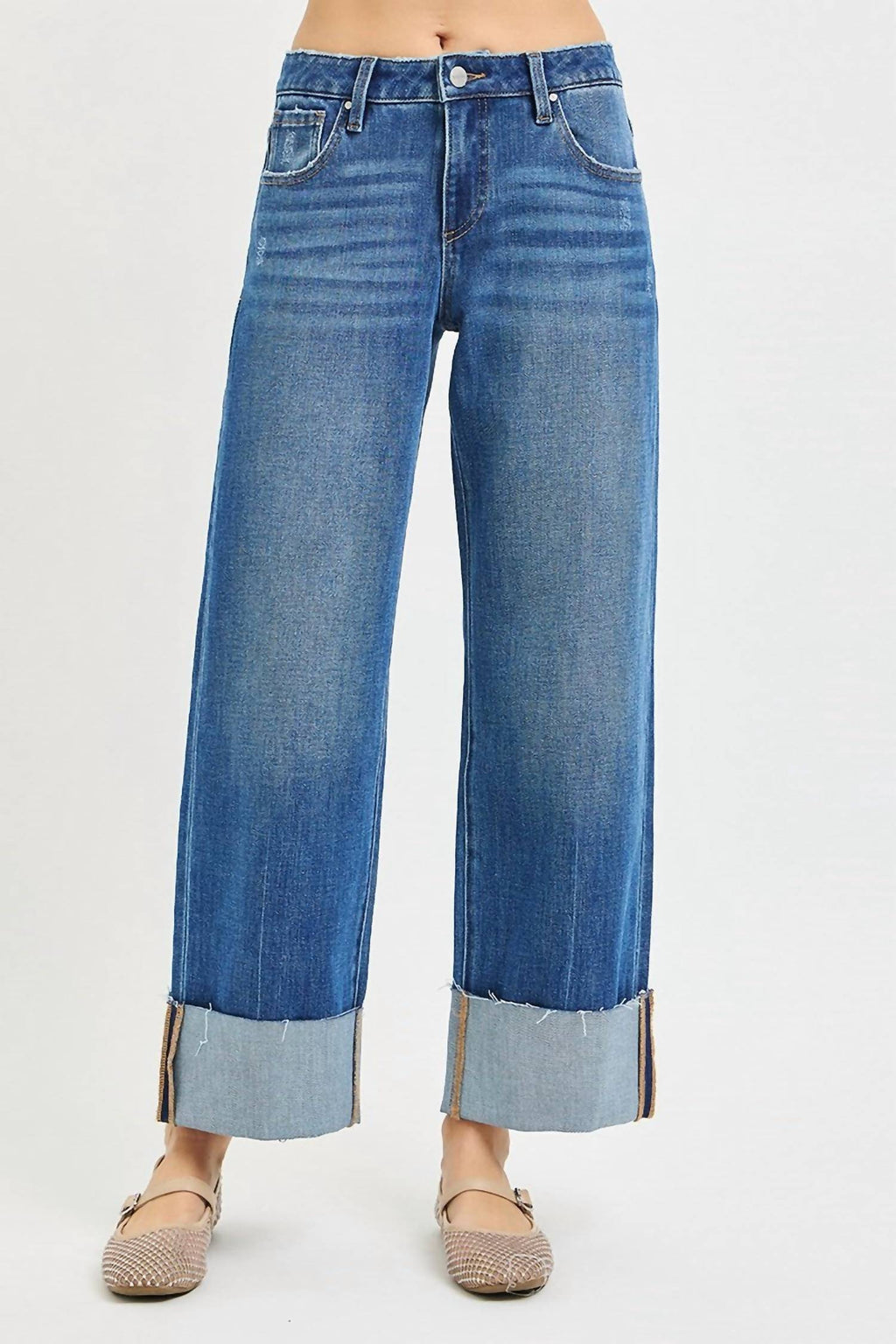 Risen - 4 Way Stretchy Mid Rise Cropped Cuffed Jean