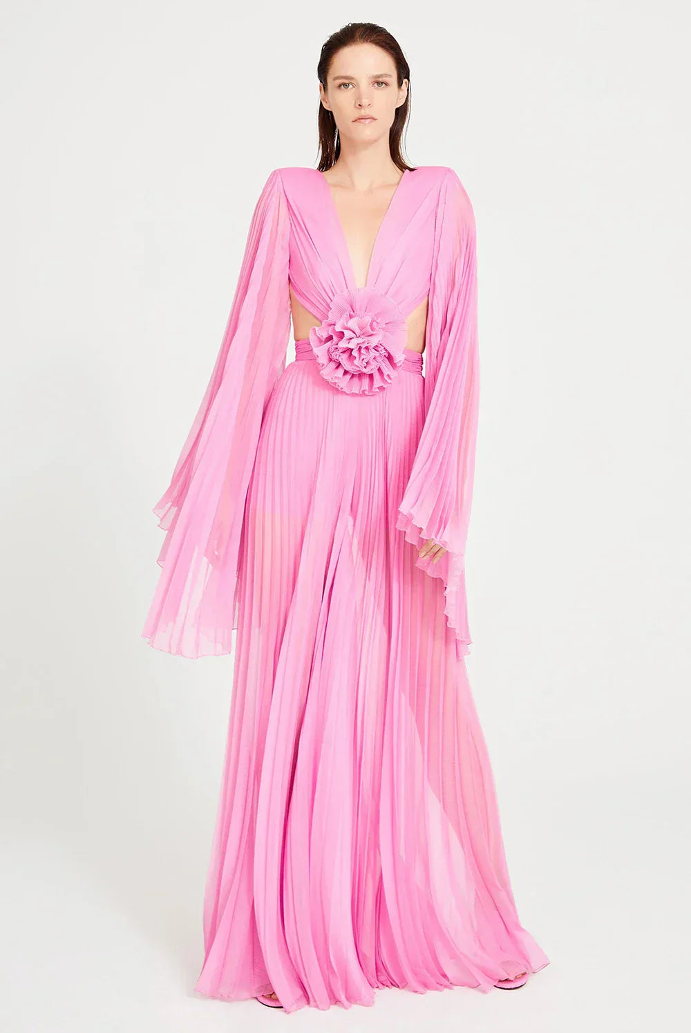 Pink 3D Floral Maxi Dress