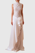 Akiva Lace Floral Sleeveless Draped Maxi Dress